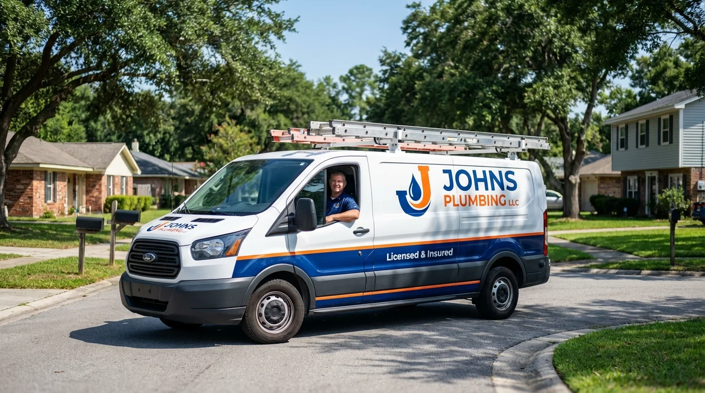 Johns Plumbing LLC service van in Appomattox, VA
