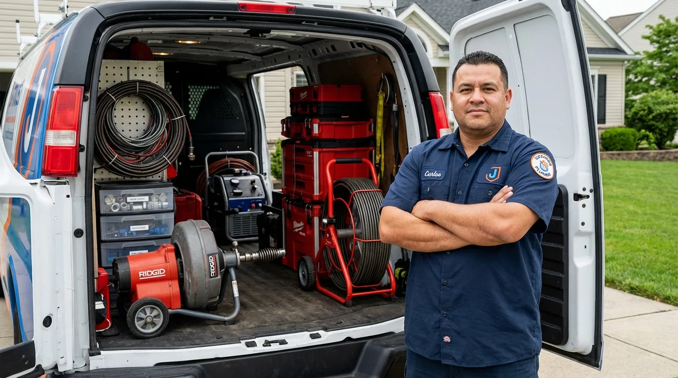 Professional drain cleaning equipment and Johns Plumbing LLC plumber in Appomattox
