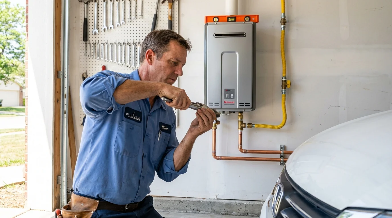 Tankless water heater installation by a Johns Plumbing LLC plumber in Appomattox